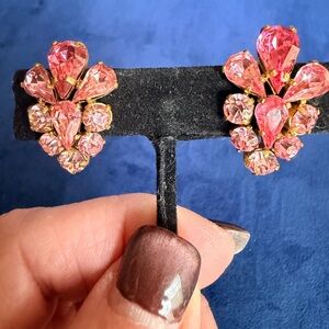 Vintage Czech Elegant Pink Crystal Earrings